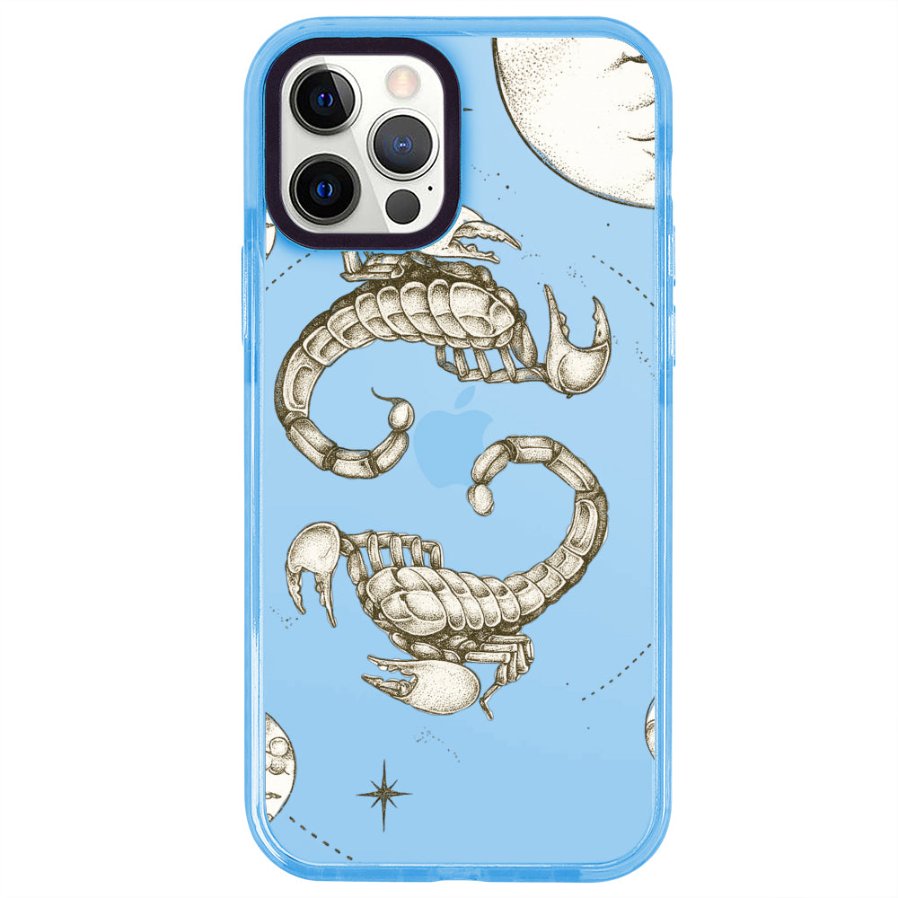 iPhone 12 Pro Akrep Burcu Soft Stars Telefon Kılıfı - Azure
