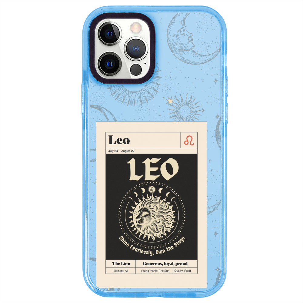 iPhone 12 Pro Aslan Burcu Sticker Mode Telefon Kılıfı - Azure
