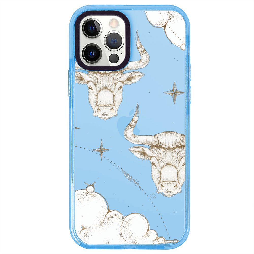 iPhone 12 Pro Boğa Burcu Soft Stars Telefon Kılıfı - Azure