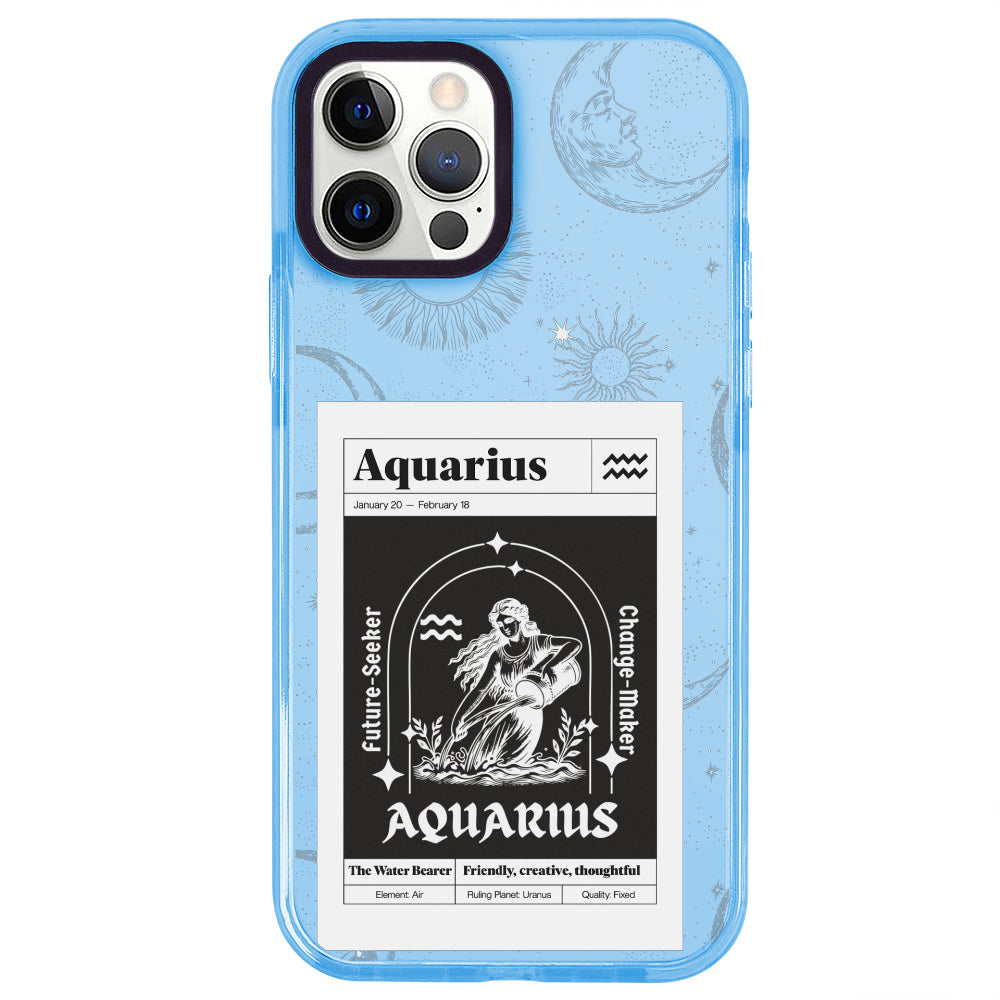 iPhone 12 Pro Kova Burcu Sticker Mode Telefon Kılıfı - Azure