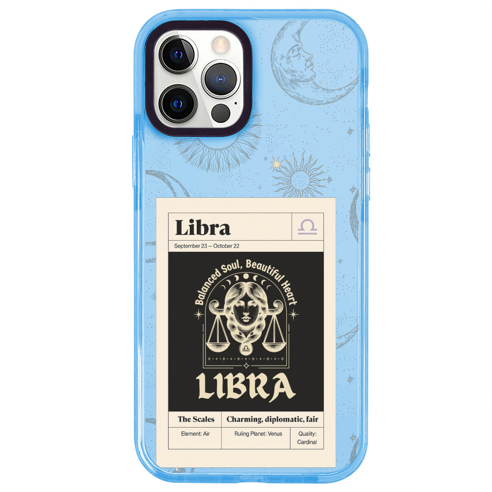 iPhone 12 Pro Terazi Burcu Sticker Mode Telefon Kılıfı - Azure