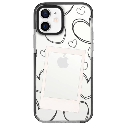 iPhone 12 White Hearts Polaroid Telefon Kılıfı