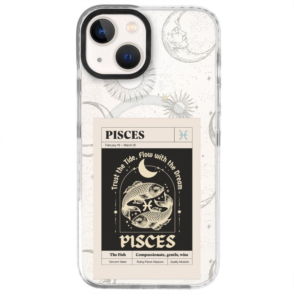 iPhone 13 Balık Burcu Sticker Mode Telefon Kılıfı - Beyaz
