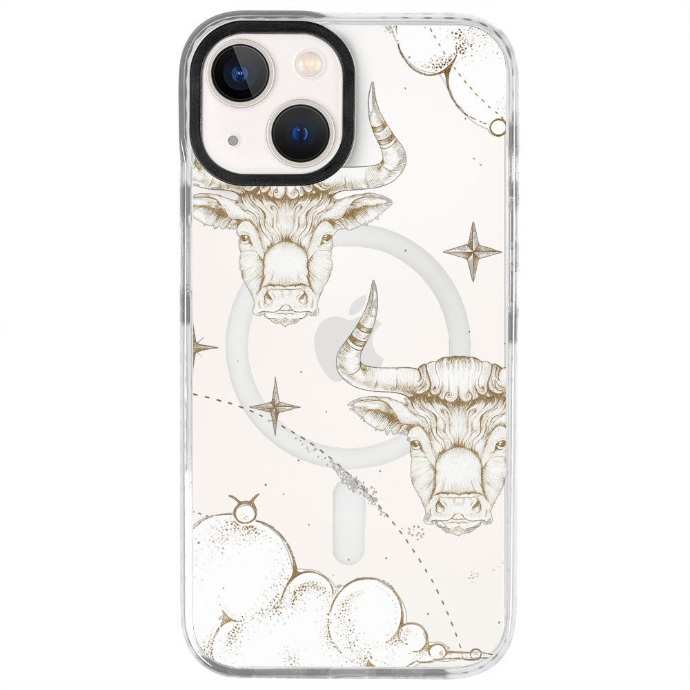 iPhone 13 Boğa Burcu Soft Stars Telefon Kılıfı - Beyaz