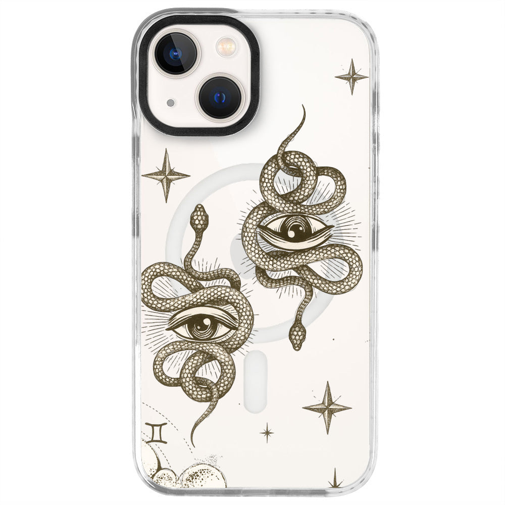 iPhone 13 İkizler Burcu Soft Stars Telefon Kılıfı - Beyaz