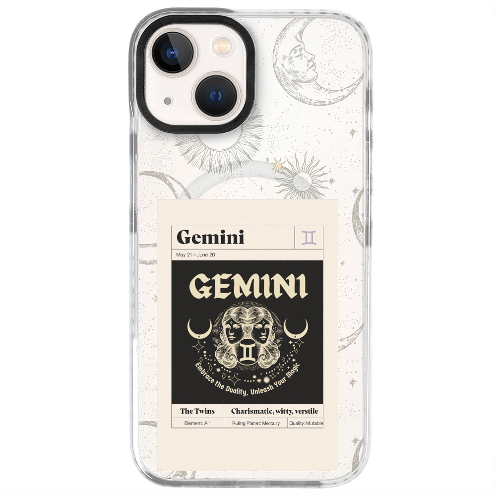 iPhone 13 İkizler Burcu Sticker Mode Telefon Kılıfı - Beyaz