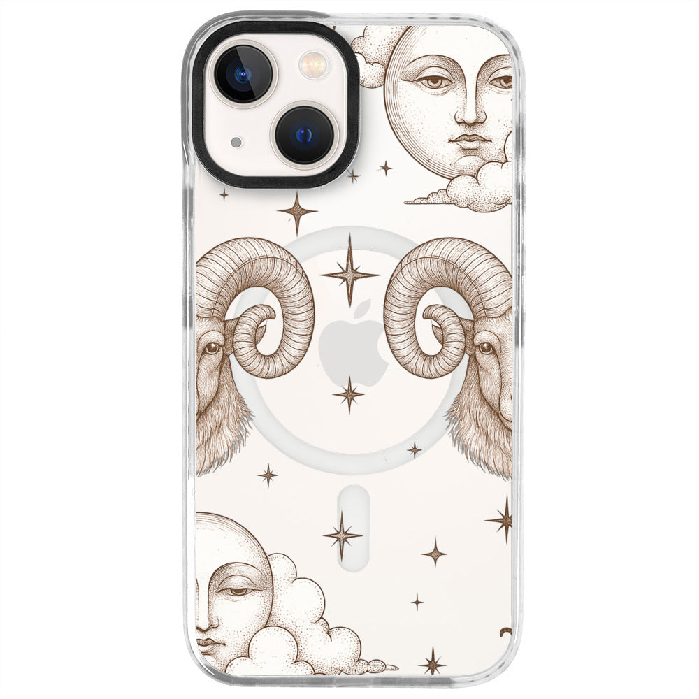 iPhone 13 Koç Burcu Soft Stars Telefon Kılıfı - Beyaz