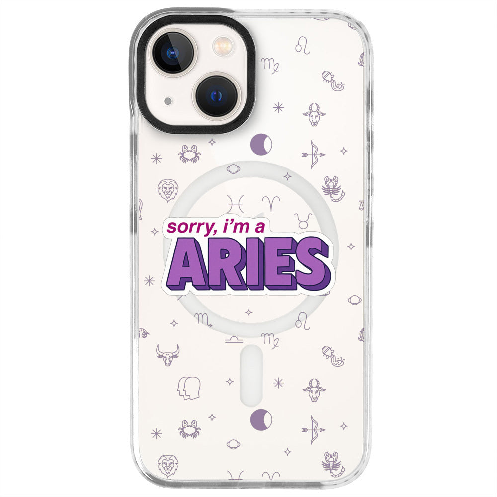 iPhone 13 Koç Burcu Sorry Zodiac Telefon Kılıfı - Beyaz