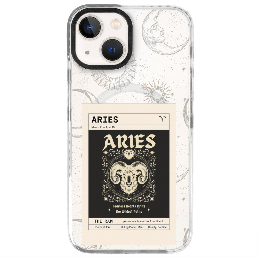 iPhone 13 Koç Burcu Sticker Mode Telefon Kılıfı - Beyaz