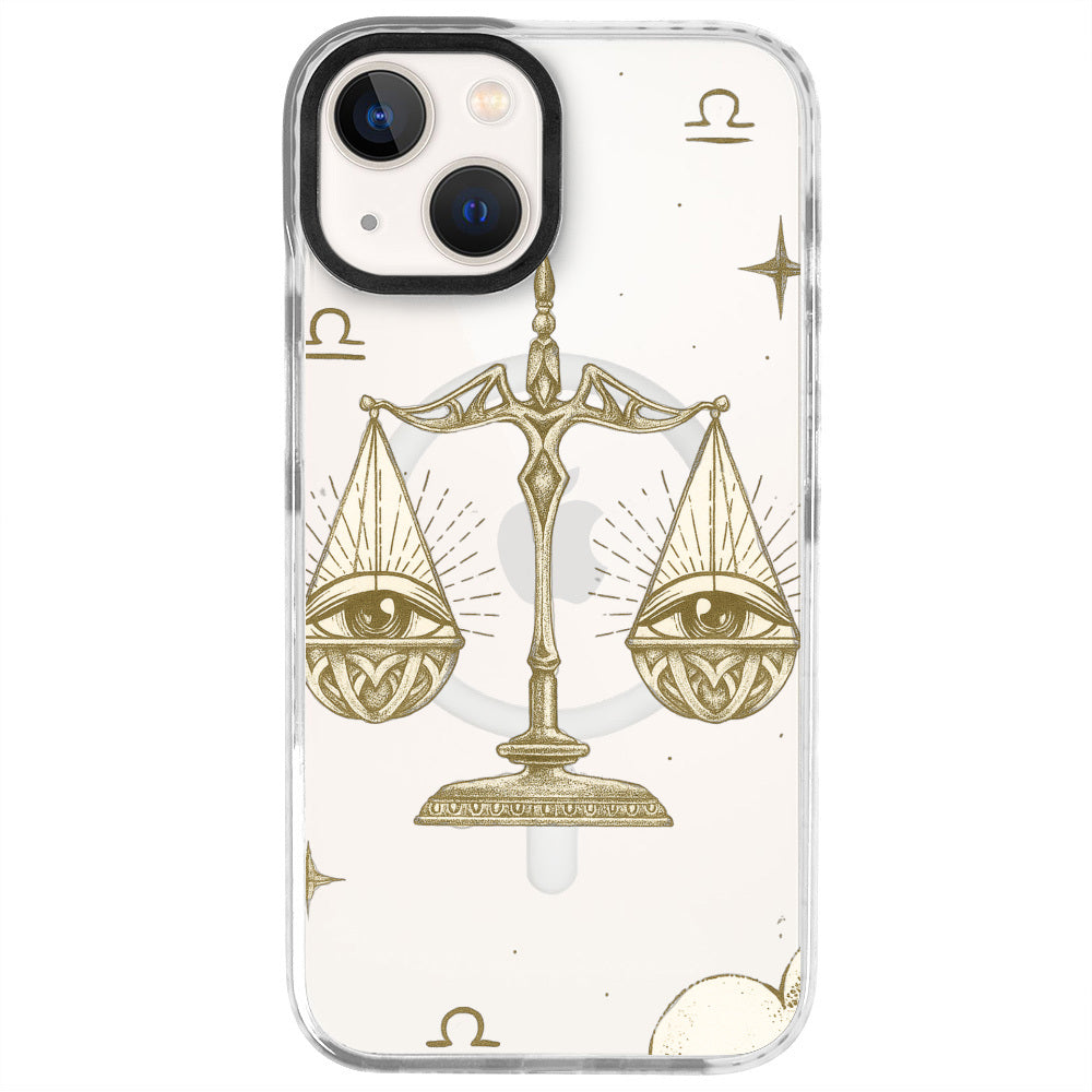 iPhone 13 Terazi Burcu Soft Stars Telefon Kılıfı - Beyaz