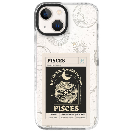 iPhone 13 Mini Balık Burcu Sticker Mode Telefon Kılıfı - Beyaz