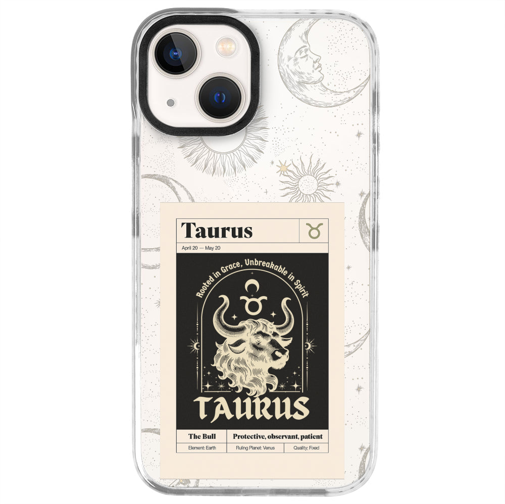 iPhone 13 Mini Boğa Burcu Sticker Mode Telefon Kılıfı - Beyaz