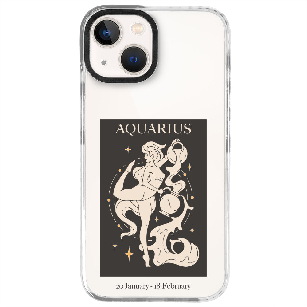 iPhone 13 Mini Kova Burcu History of Zodiac Telefon Kılıfı - Beyaz