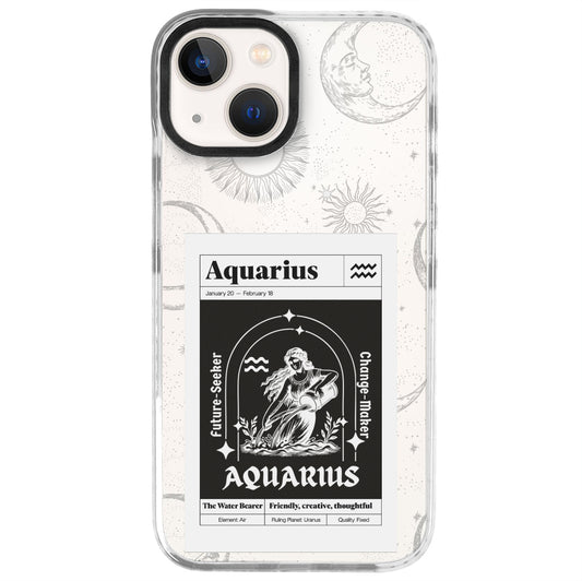 iPhone 13 Mini Kova Burcu Sticker Mode Telefon Kılıfı - Beyaz