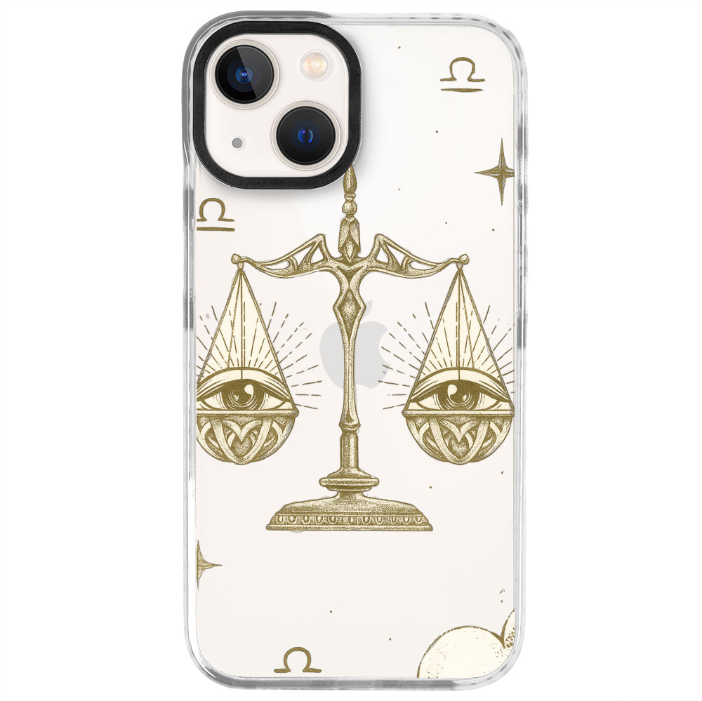 iPhone 13 Mini Terazi Burcu Soft Stars Telefon Kılıfı - Beyaz