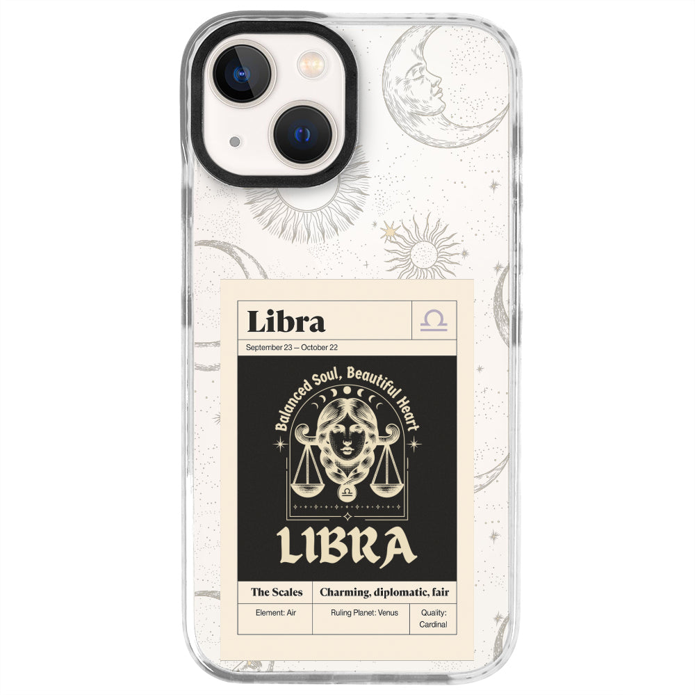 iPhone 13 Mini Terazi Burcu Sticker Mode Telefon Kılıfı - Beyaz