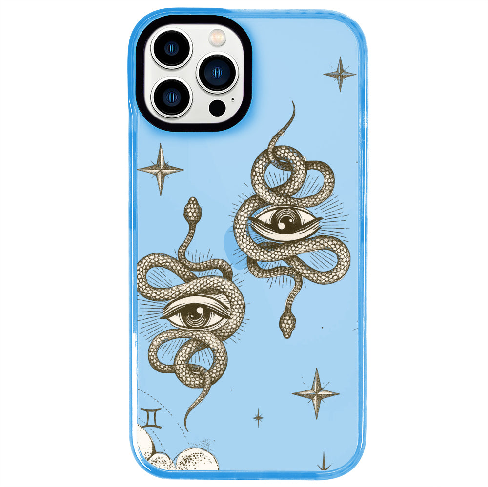 iPhone 13 Pro İkizler Burcu Soft Stars Telefon Kılıfı - Azure