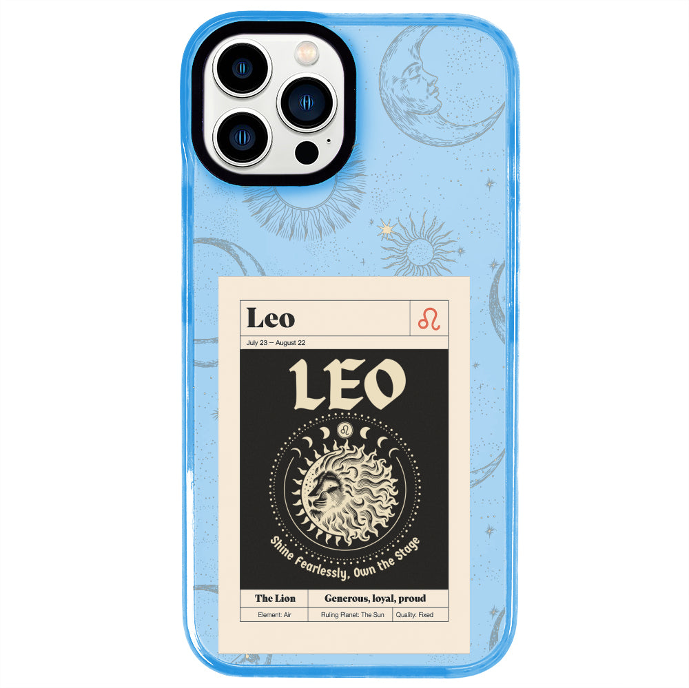 iPhone 13 Pro Max Aslan Burcu Sticker Mode Telefon Kılıfı - Azure