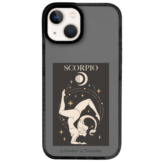 iPhone 14 Akrep Burcu History of Zodiac Telefon Kılıfı - Cool Black