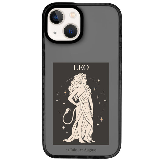 iPhone 14 Aslan Burcu History of Zodiac Telefon Kılıfı - Cool Black