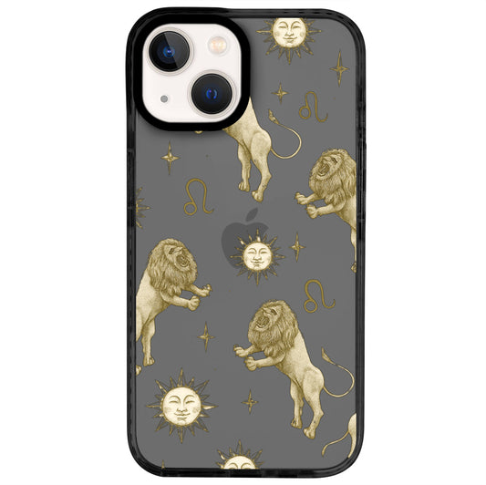 iPhone 14 Aslan Burcu Soft Stars Telefon Kılıfı - Cool Black