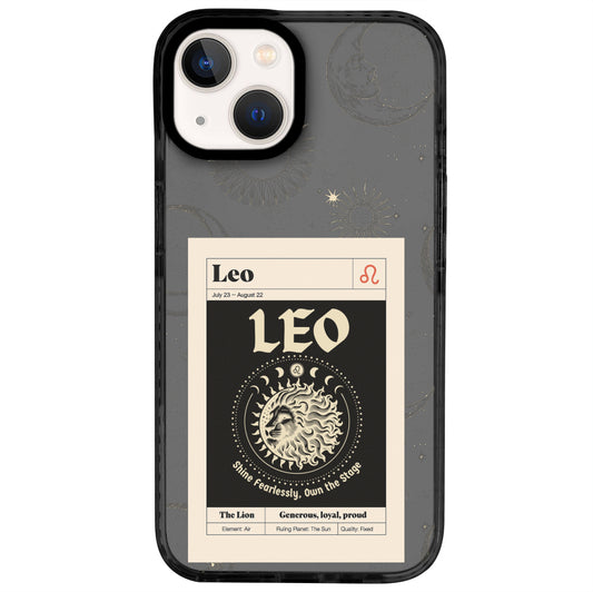 iPhone 14 Aslan Burcu Sticker Mode Telefon Kılıfı - Cool Black