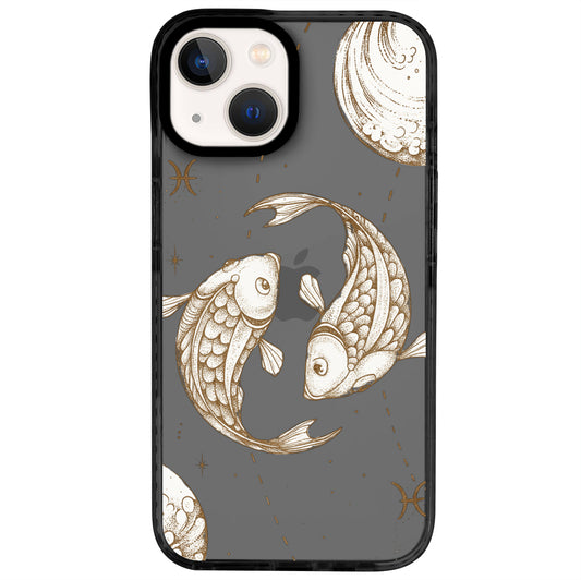 iPhone 14 Balık Burcu Soft Stars Telefon Kılıfı - Cool Black