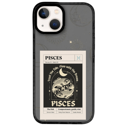 iPhone 14 Balık Burcu Sticker Mode Telefon Kılıfı - Cool Black