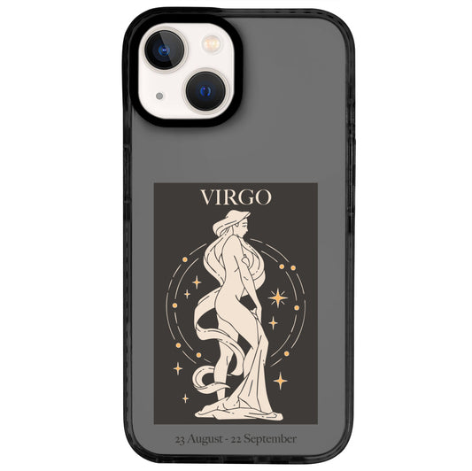 iPhone 14 Başak Burcu History of Zodiac Telefon Kılıfı - Cool Black