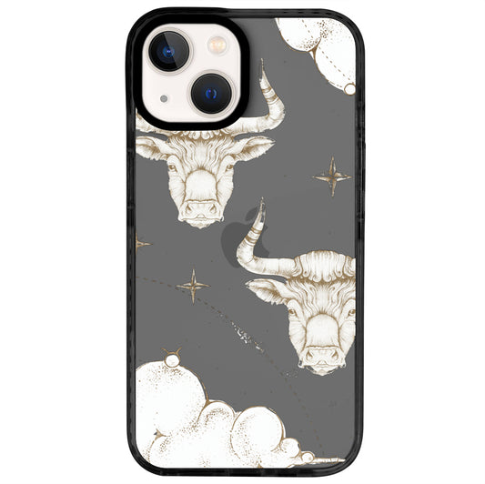 iPhone 14 Boğa Burcu Soft Stars Telefon Kılıfı - Cool Black