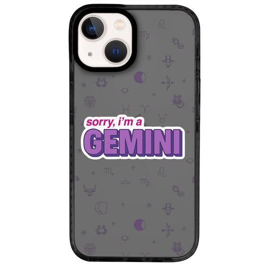 iPhone 14 İkizler Burcu Sorry Zodiac Telefon Kılıfı - Cool Black