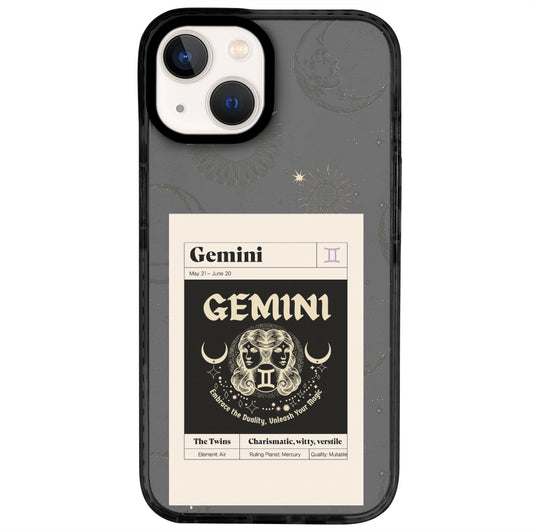 iPhone 14 İkizler Burcu Sticker Mode Telefon Kılıfı - Cool Black