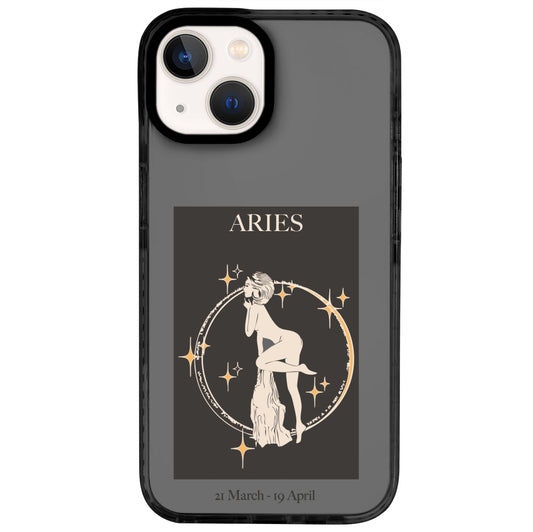iPhone 14 Koç Burcu History of Zodiac Telefon Kılıfı - Cool Black