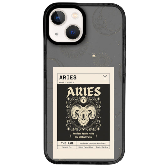 iPhone 14 Koç Burcu Sticker Mode Telefon Kılıfı - Cool Black