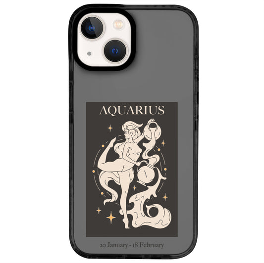 iPhone 14 Kova Burcu History of Zodiac Telefon Kılıfı - Cool Black