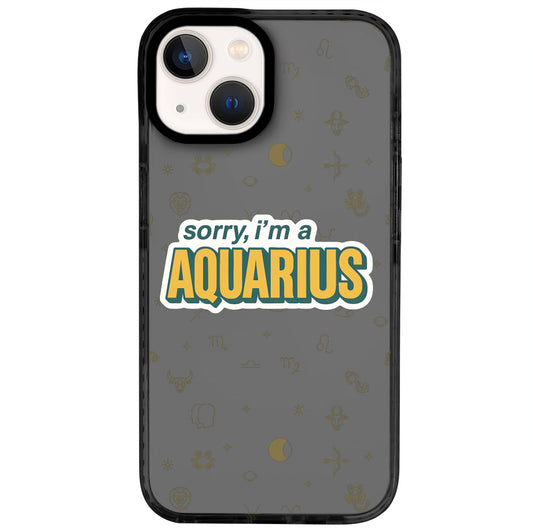 iPhone 14 Kova Burcu Sorry Zodiac Telefon Kılıfı - Cool Black