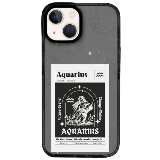 iPhone 14 Kova Burcu Sticker Mode Telefon Kılıfı - Cool Black