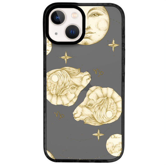 iPhone 14 Oğlak Burcu Soft Stars Telefon Kılıfı - Cool Black