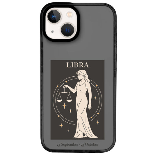 iPhone 14 Terazi Burcu History of Zodiac Telefon Kılıfı - Cool Black