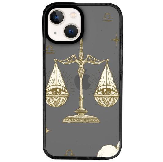 iPhone 14 Terazi Burcu Soft Stars Telefon Kılıfı - Cool Black