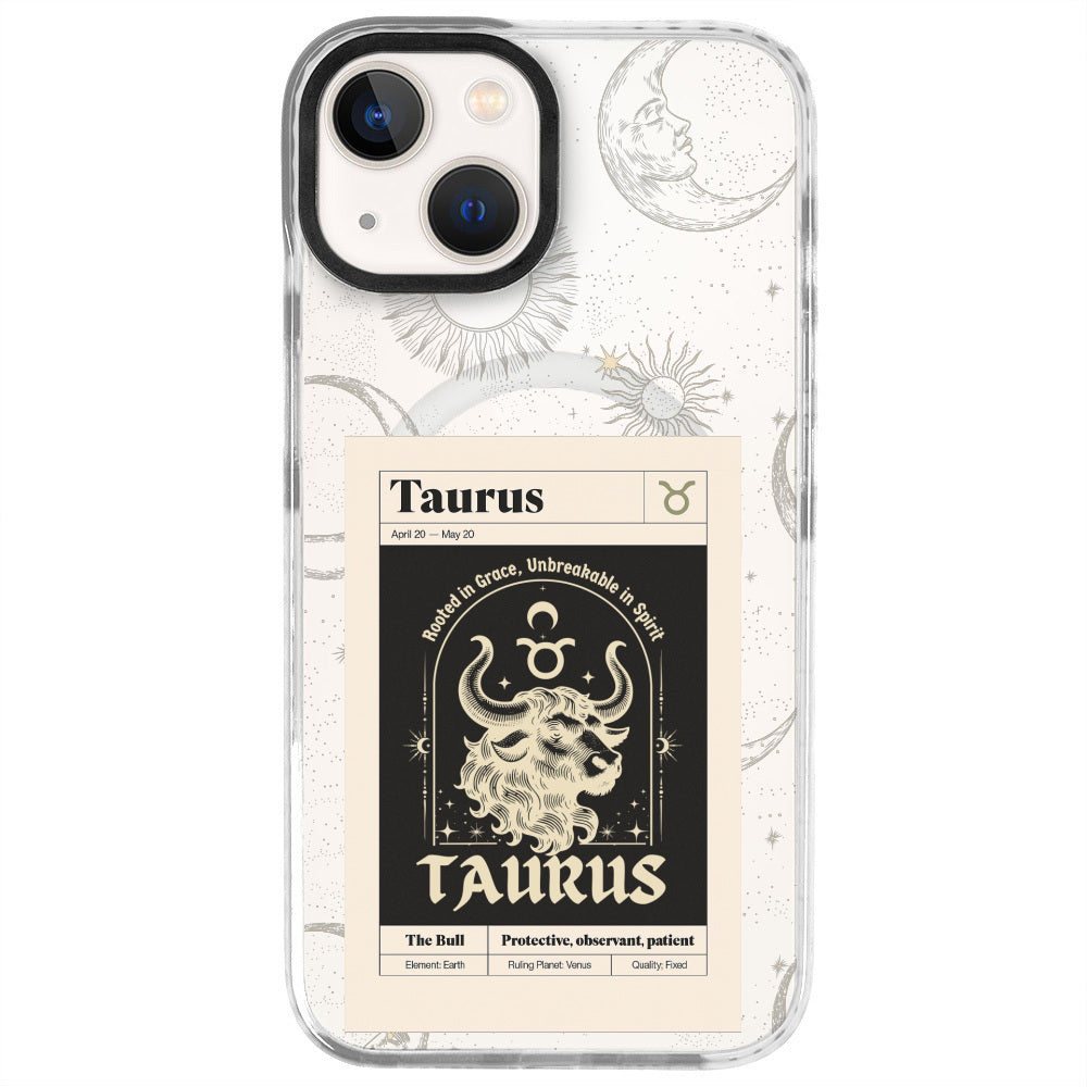 iPhone 14 Boğa Burcu Sticker Mode Telefon Kılıfı - Beyaz