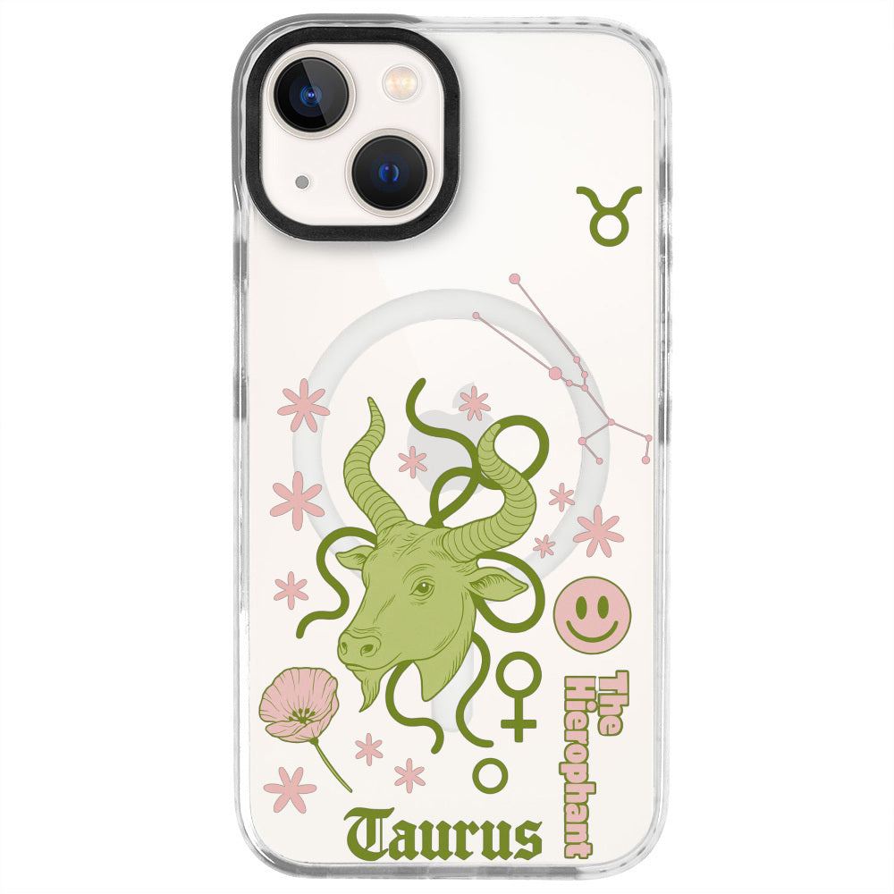 iPhone 14 Boğa Burcu The Emperor Telefon Kılıfı - Beyaz