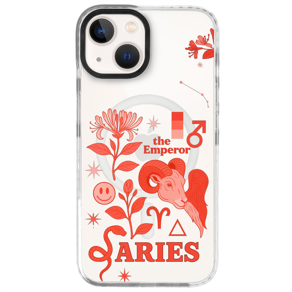 iPhone 14 Koç Burcu The Emperor Telefon Kılıfı - Beyaz