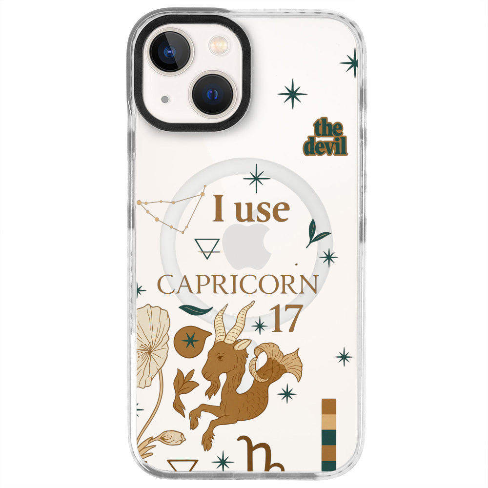 iPhone 14 Oğlak Burcu The Emperor Telefon Kılıfı - Beyaz