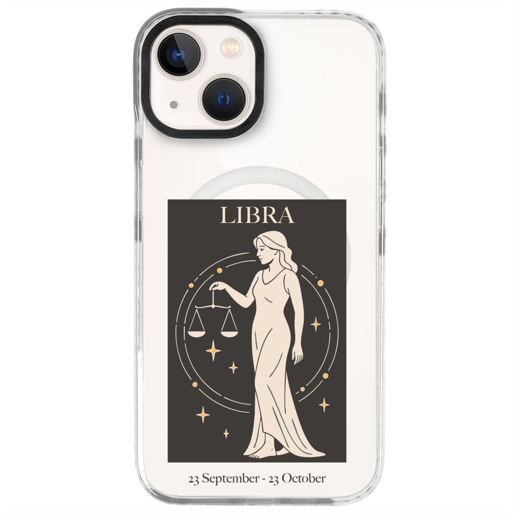 iPhone 14 Terazi Burcu History of Zodiac Telefon Kılıfı - Beyaz