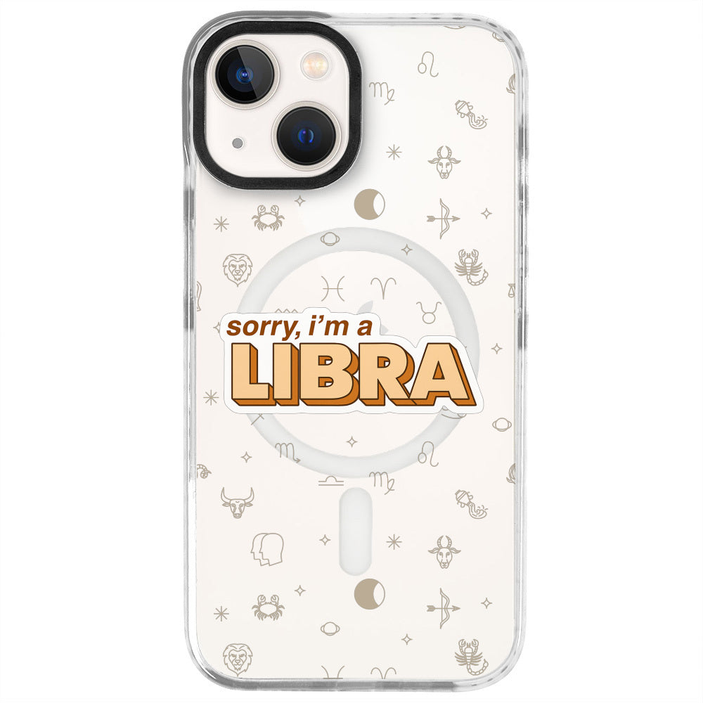iPhone 14 Terazi Burcu Sorry Zodiac Telefon Kılıfı - Beyaz