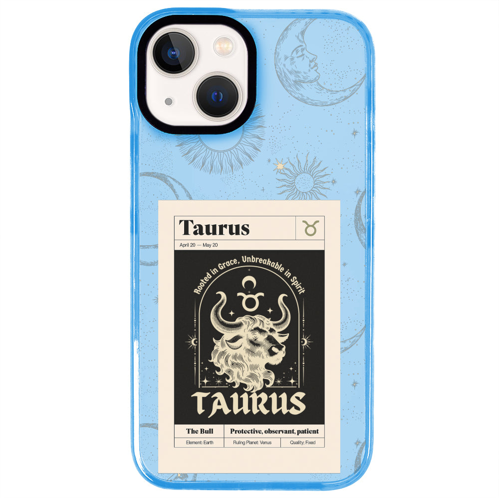 iPhone 15 Plus Boğa Burcu Sticker Mode Telefon Kılıfı - Azure