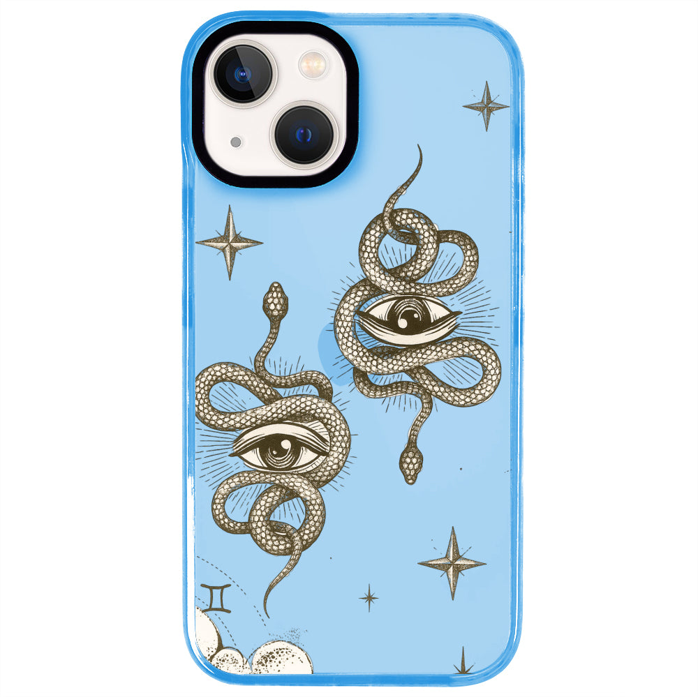 iPhone 15 Plus İkizler Burcu Soft Stars Telefon Kılıfı - Azure