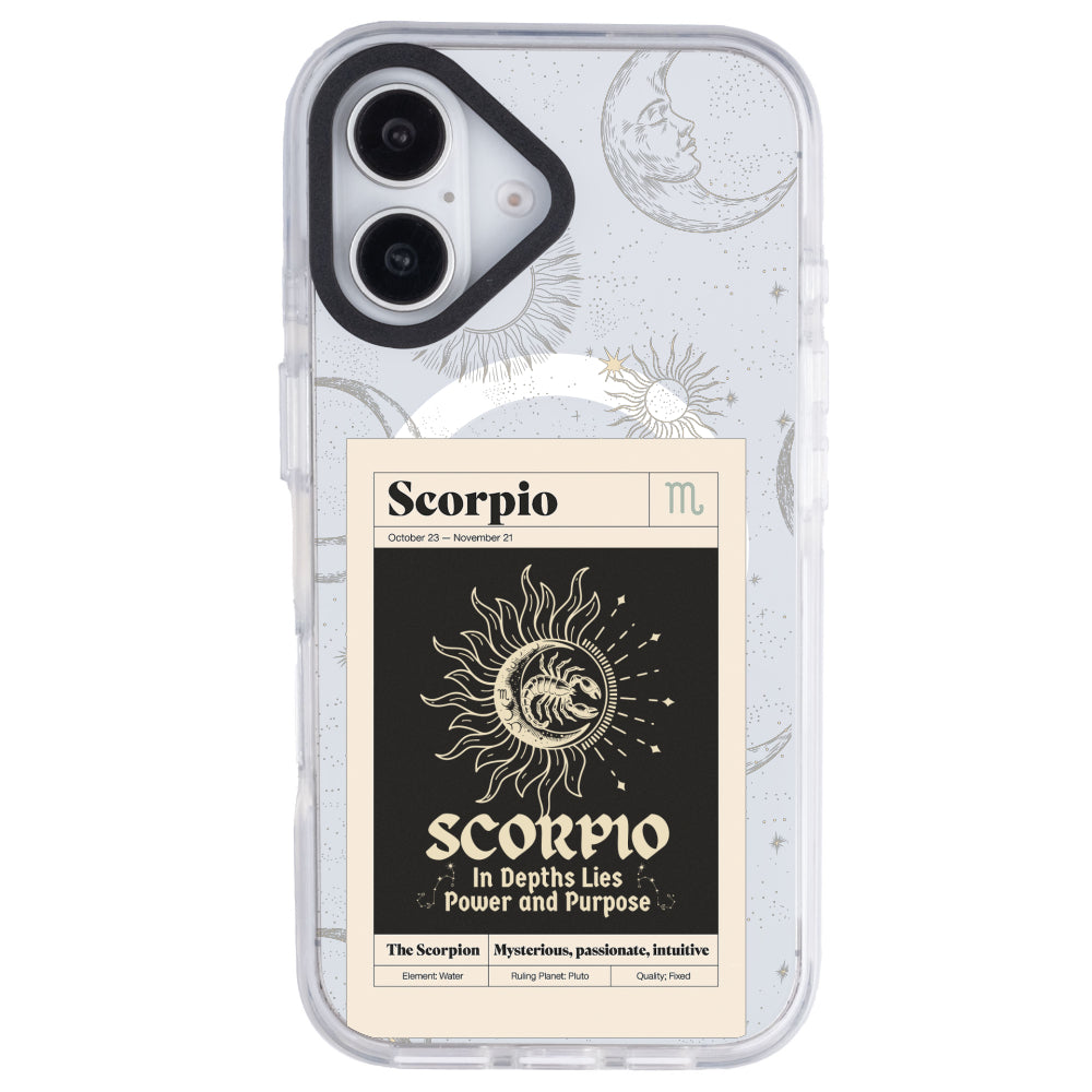 iPhone 16 Akrep Burcu Sticker Mode Telefon Kılıfı - Beyaz