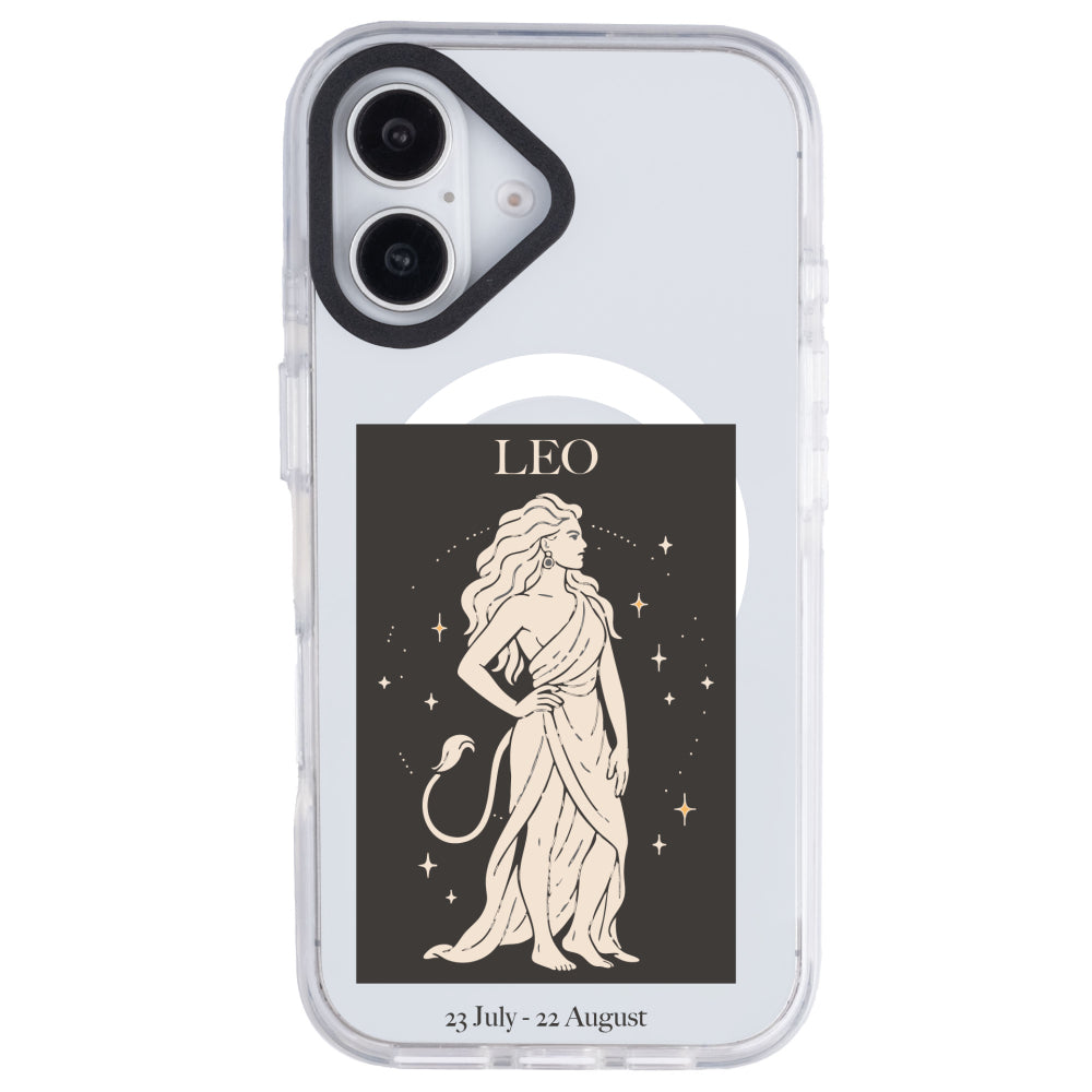 iPhone 16 Aslan Burcu History of Zodiac Telefon Kılıfı - Beyaz
